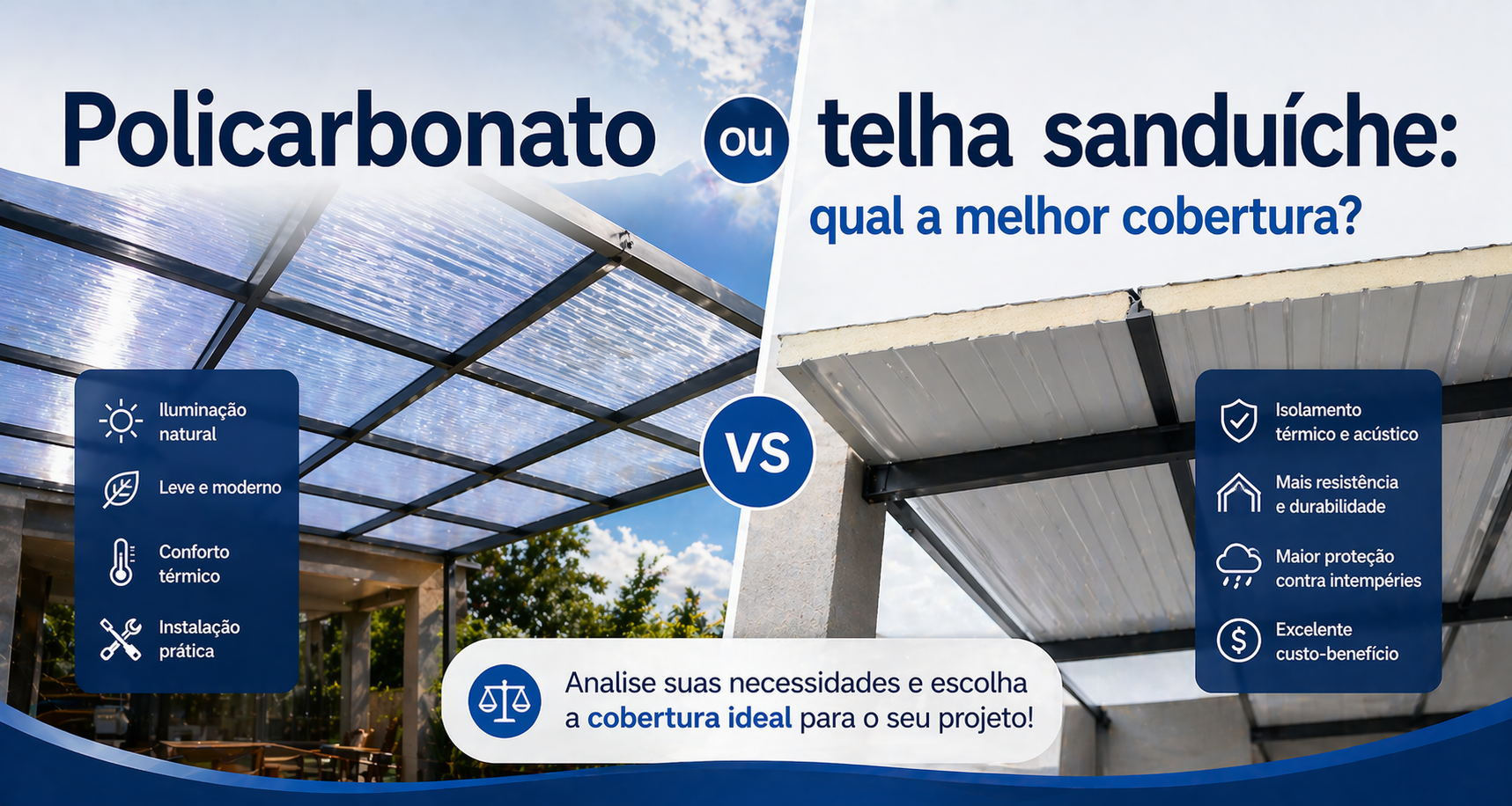 Policarbonato ou telha sanduíche