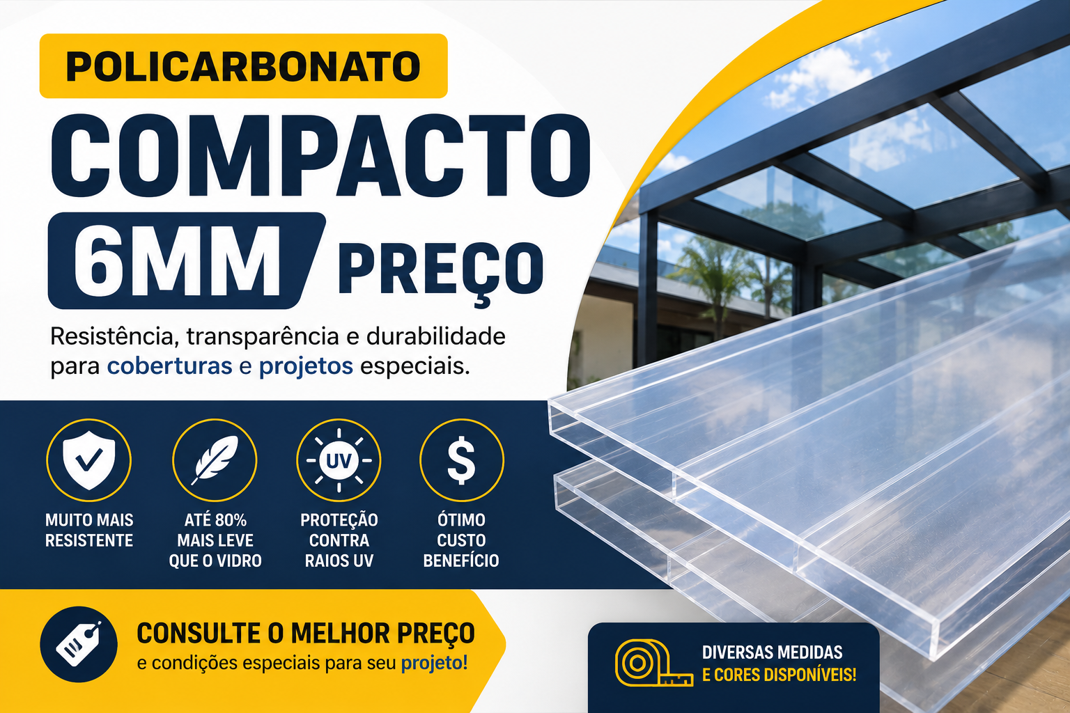 Policarbonato Compacto 6mm Preço | Resistência e Segurança